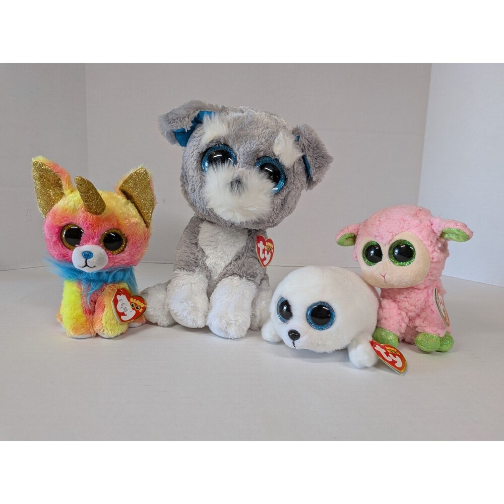 Ty Beanie Boos LEYLA THE EASTER LAMB, Icy Seal,Yips Chihuahu, Whiskers Schnauzer